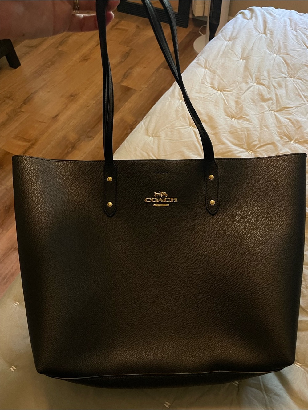 Coach Town Tote - Black Pebbled Leather